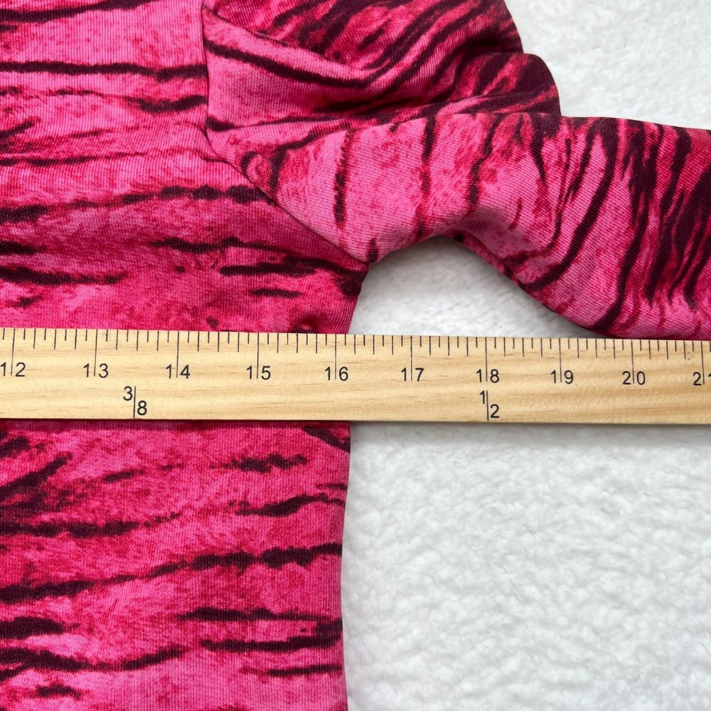 NWT Pam & Gela | Tiger-Print Puff-Sleeve Sweatshirt 100% Pink Size Small - Picture 4 of 7